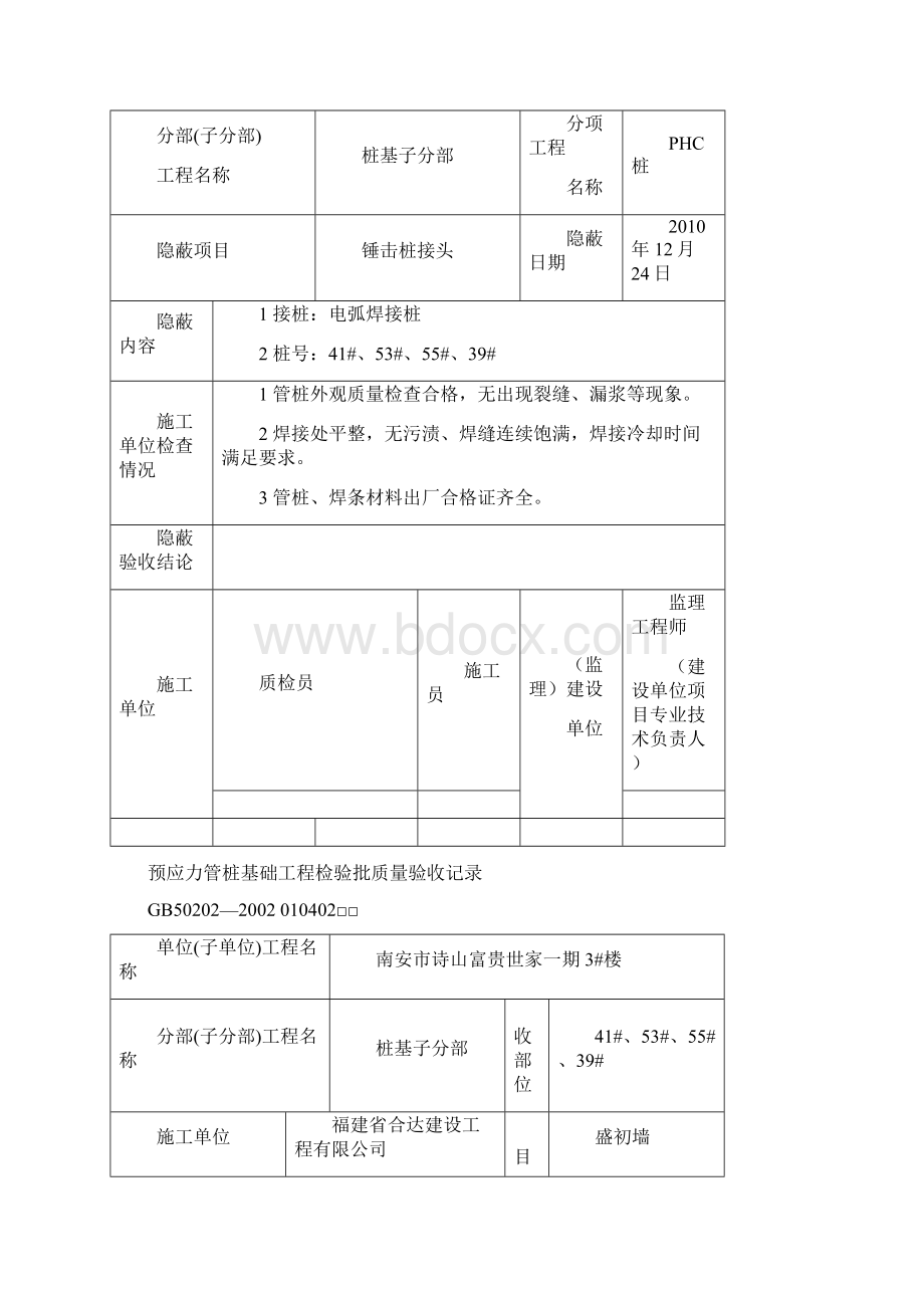 隐蔽工程检验批验收记录表Word文档格式.docx_第2页