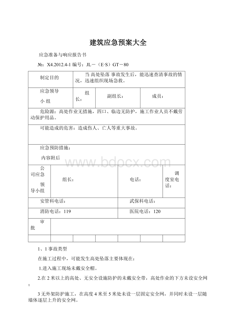 建筑应急预案大全.docx_第1页