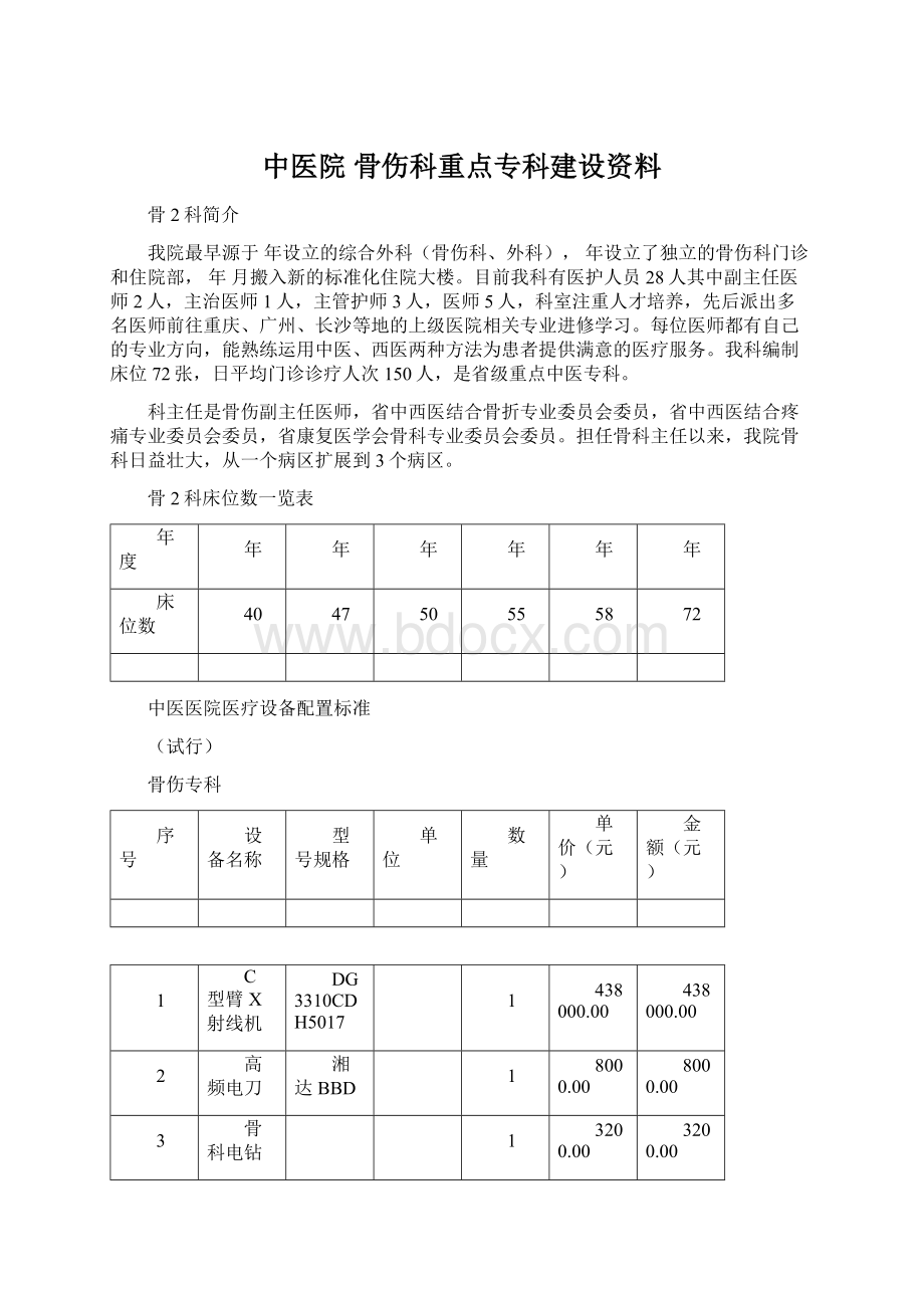 中医院 骨伤科重点专科建设资料.docx