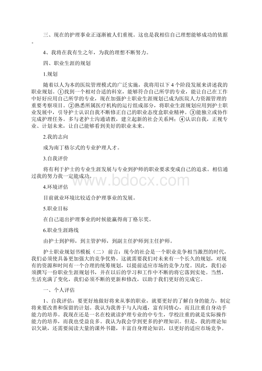 护士职业规划书模板Word格式文档下载.docx_第2页