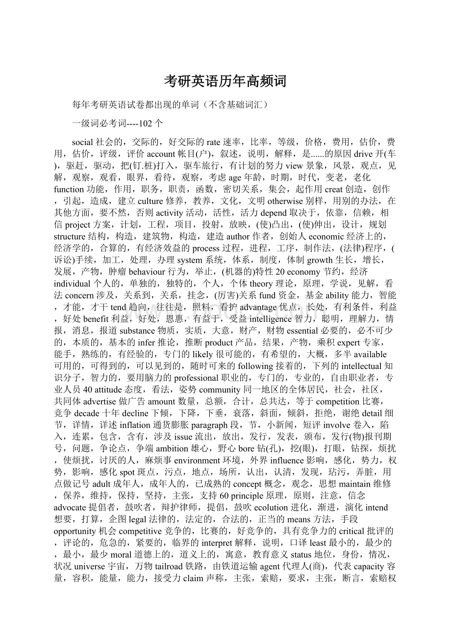 考研英语历年高频词Word格式文档下载.docx