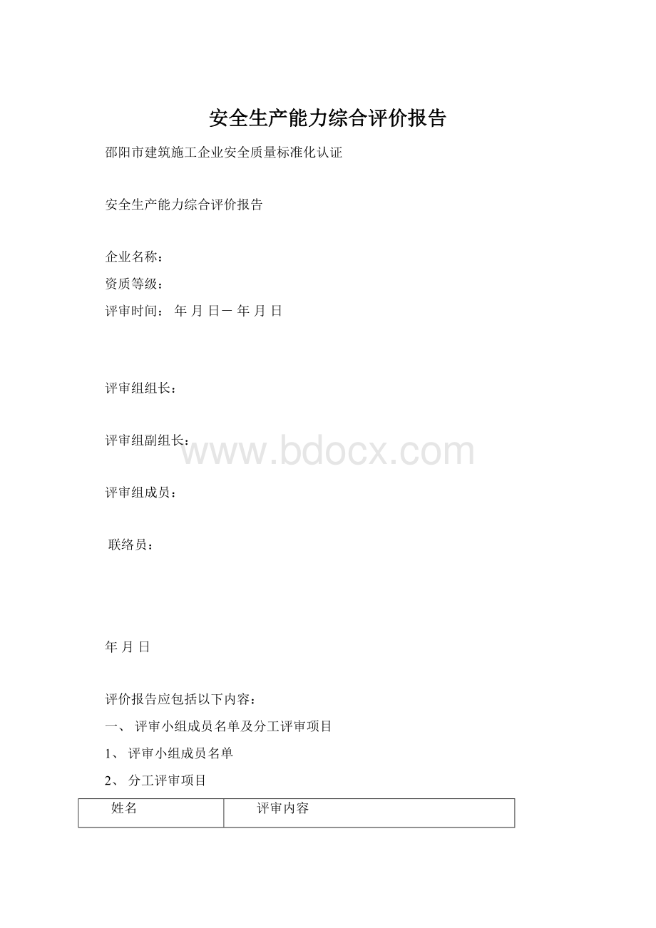 安全生产能力综合评价报告.docx_第1页