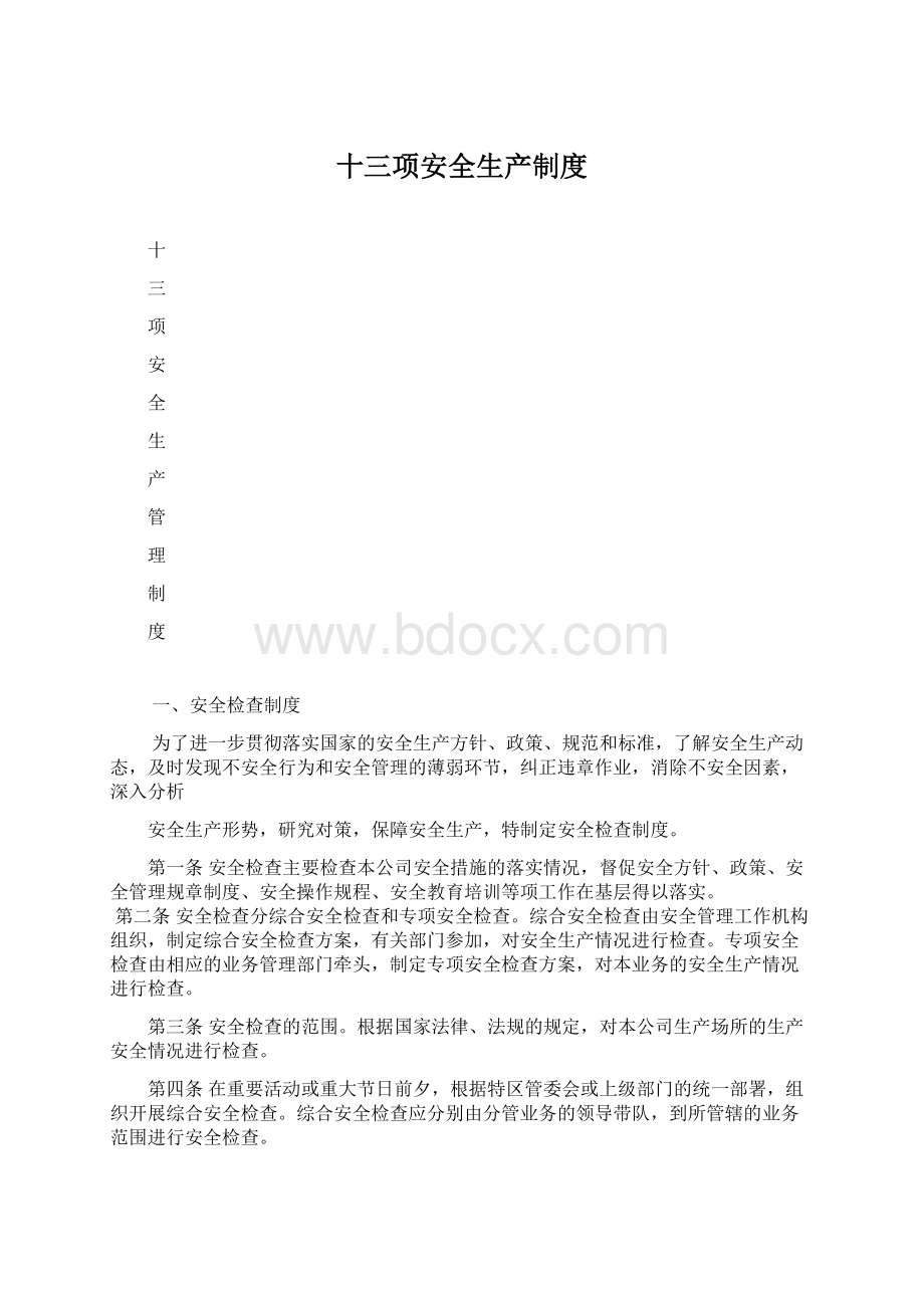 十三项安全生产制度.docx