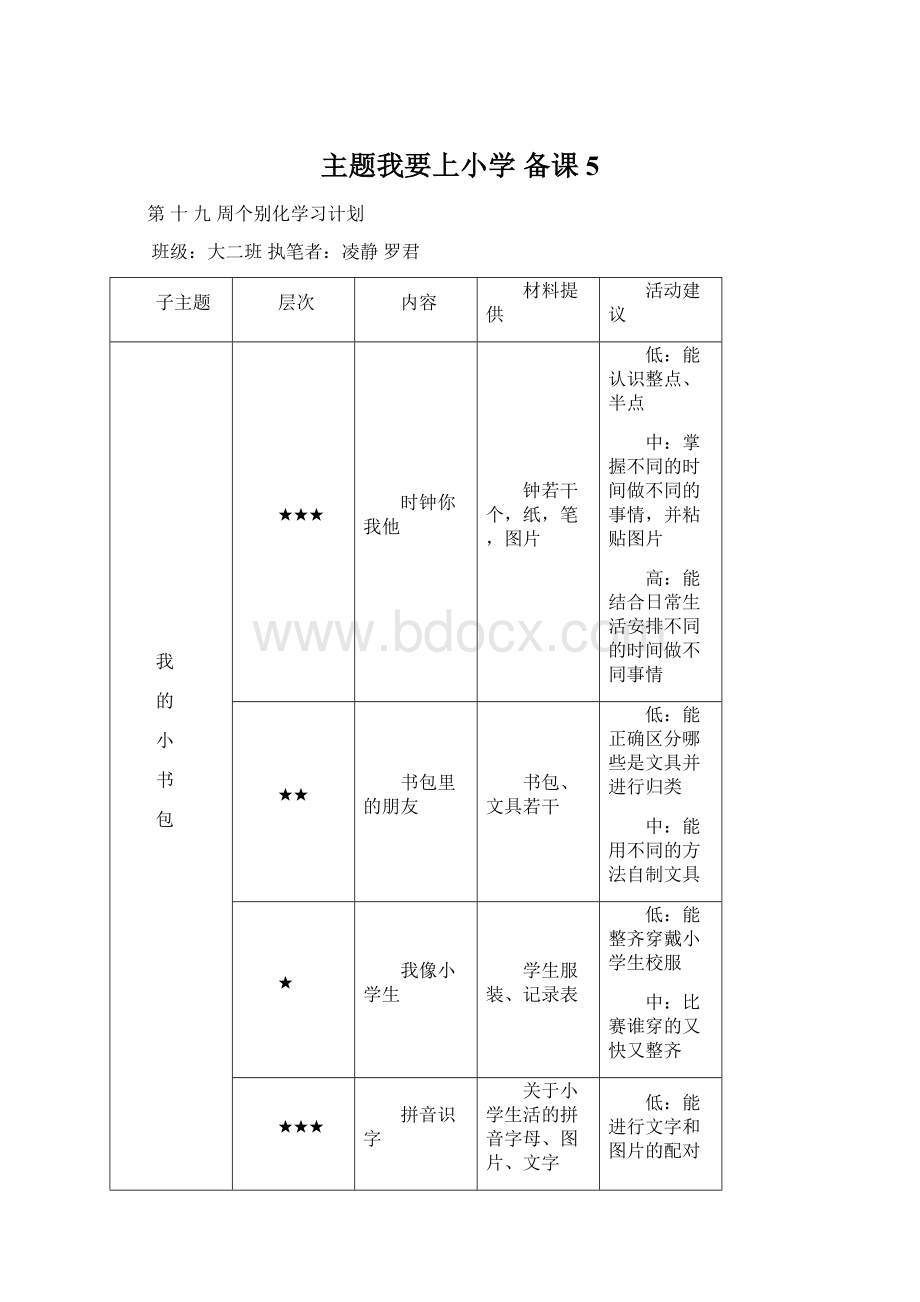 主题我要上小学 备课5.docx