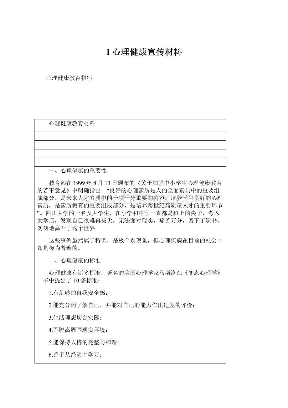 1心理健康宣传材料.docx_第1页