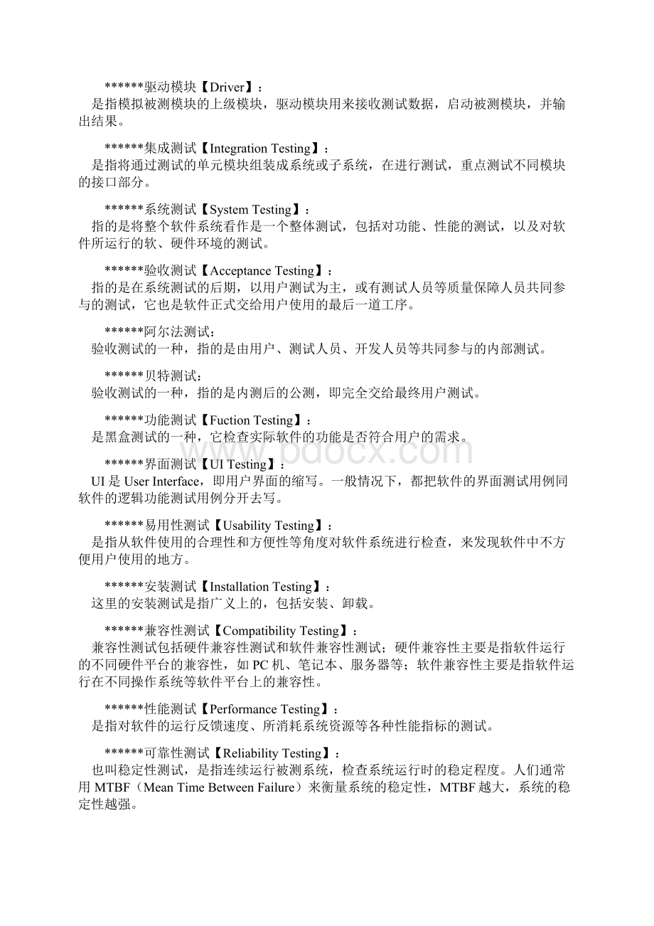 常用软件测试术语说明及中英文对照Word下载.docx_第3页