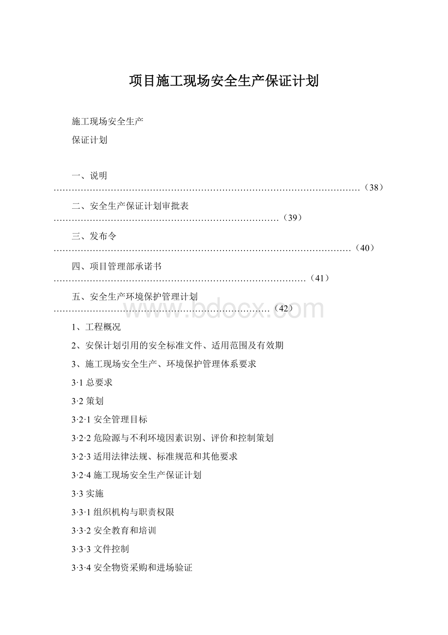 项目施工现场安全生产保证计划.docx