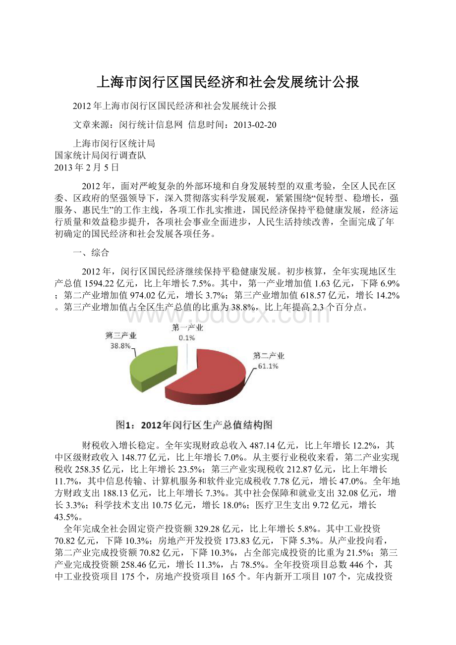 上海市闵行区国民经济和社会发展统计公报.docx