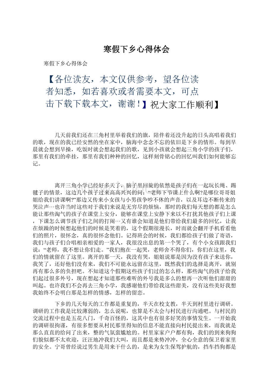 寒假下乡心得体会.docx_第1页