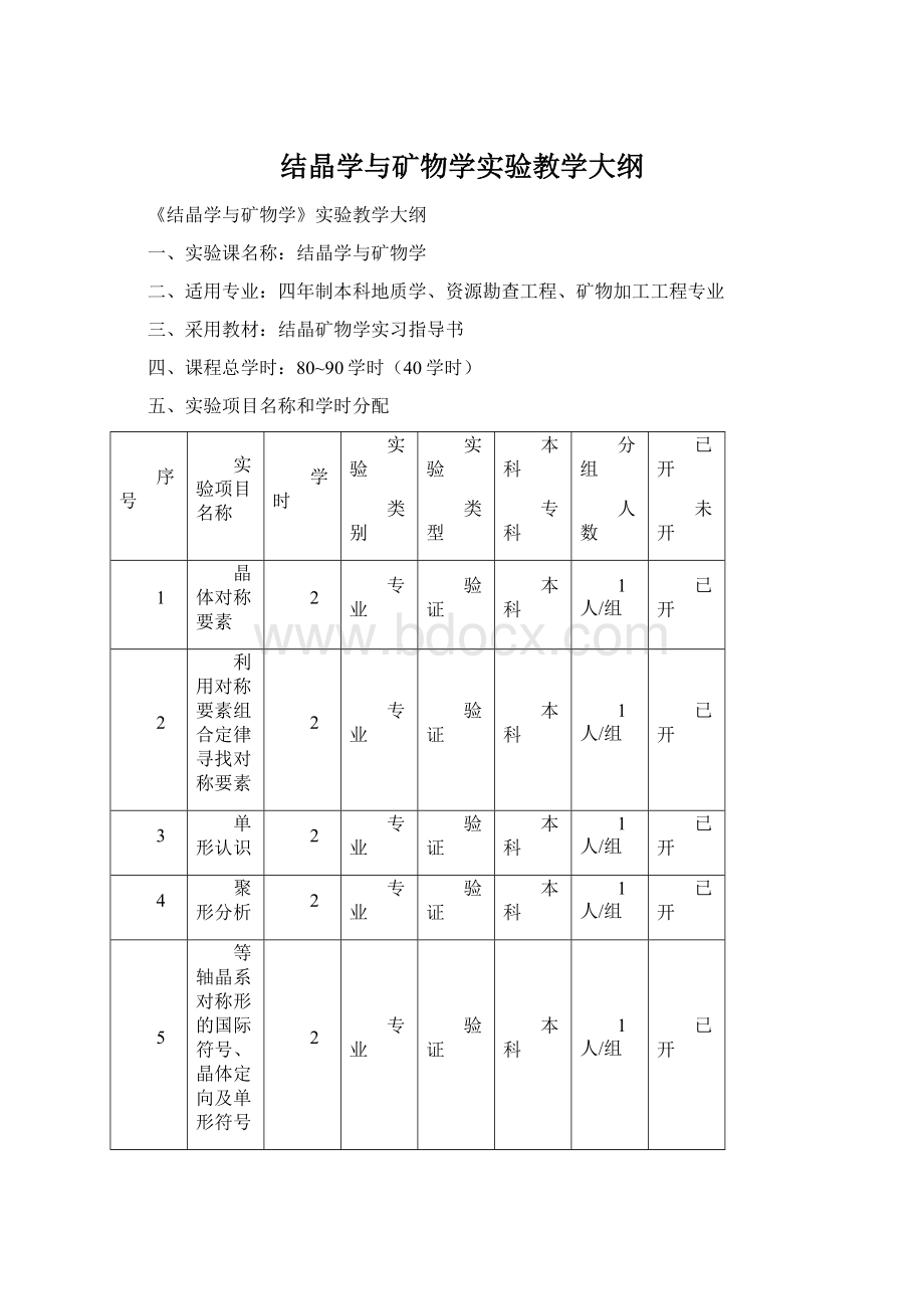 结晶学与矿物学实验教学大纲.docx