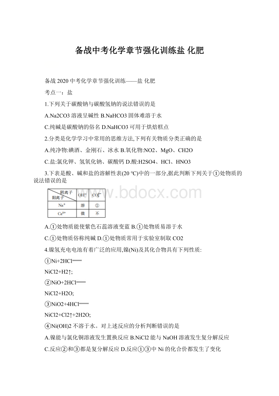 备战中考化学章节强化训练盐化肥Word文档格式.docx