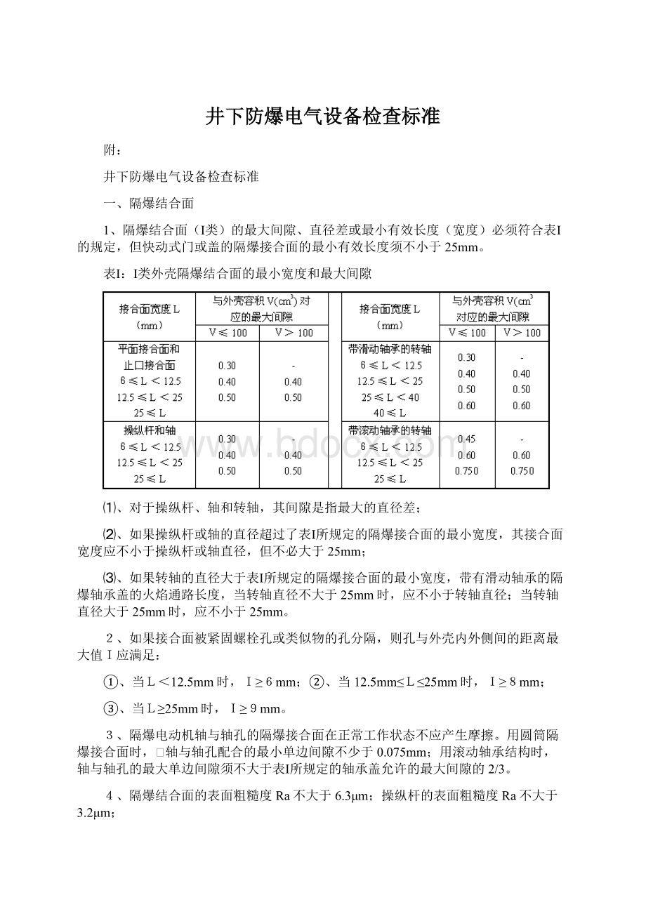 井下防爆电气设备检查标准Word下载.docx_第1页