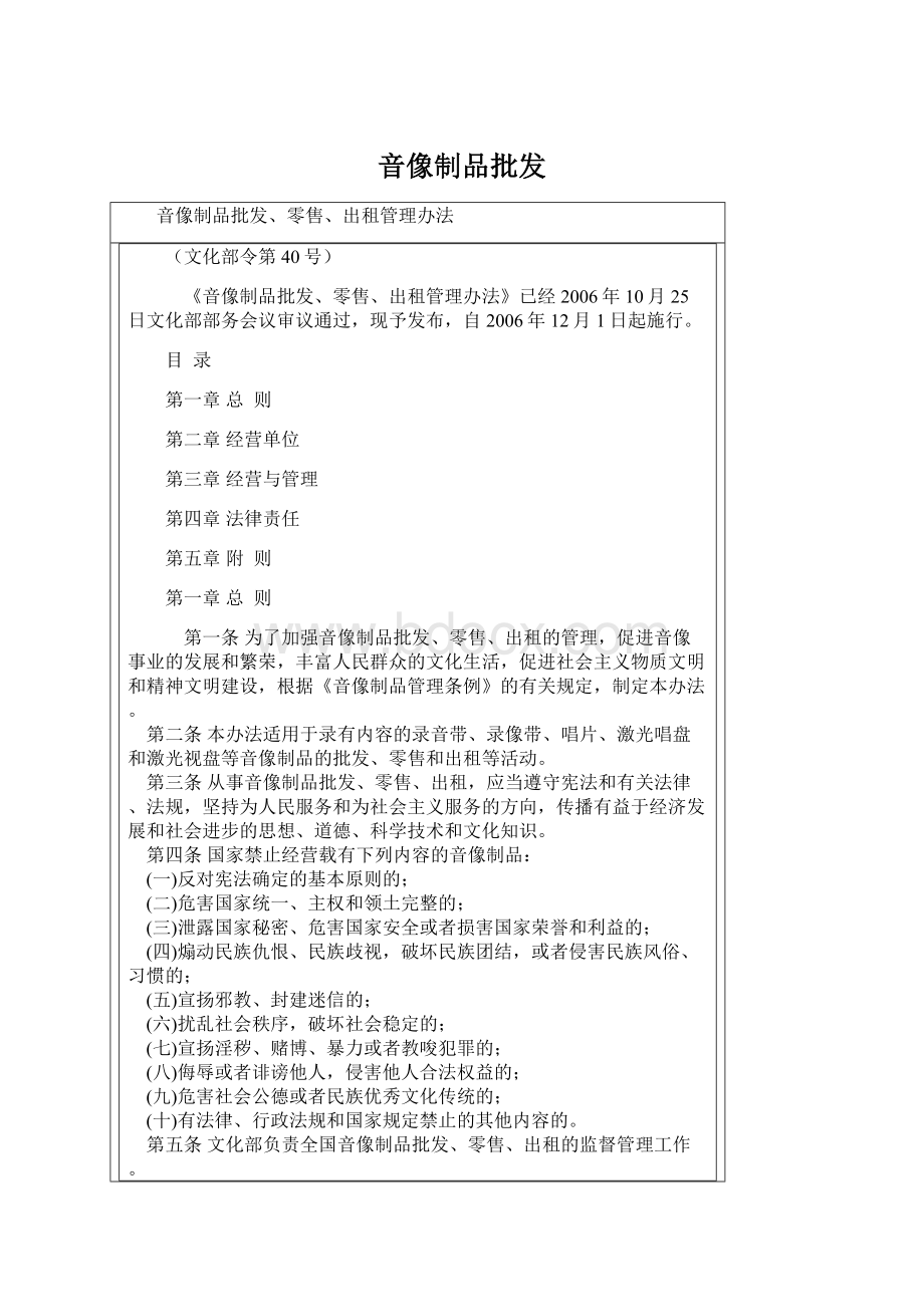 音像制品批发Word格式文档下载.docx