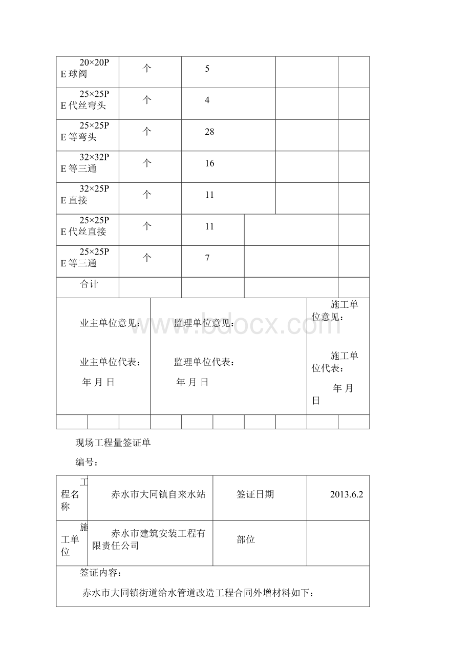 大同镇现场工程量签证单样表doc17资料.docx_第2页