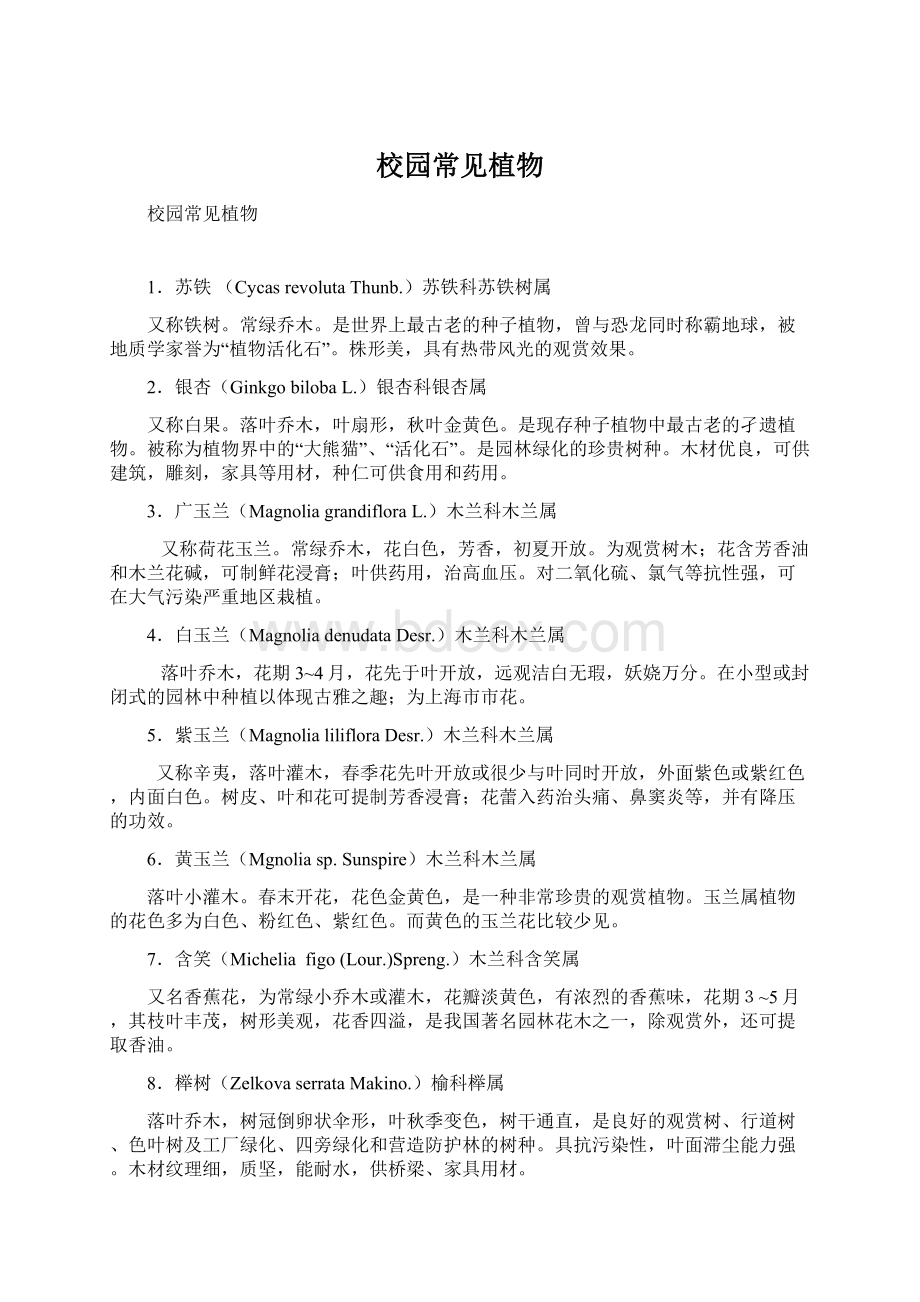 校园常见植物Word文件下载.docx