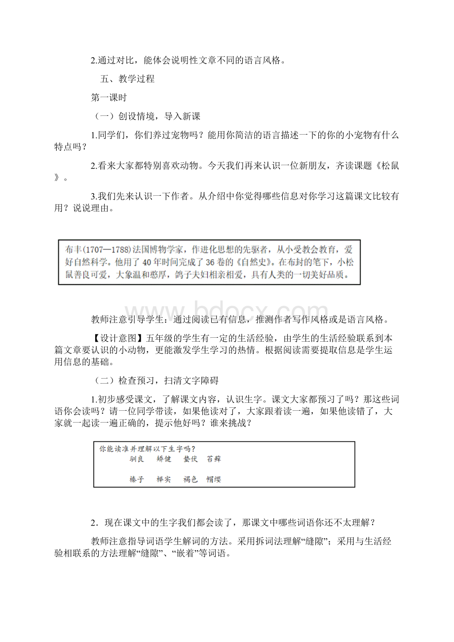 人教部编版五年级上册语文《 松鼠》教案Word文档格式.docx_第2页