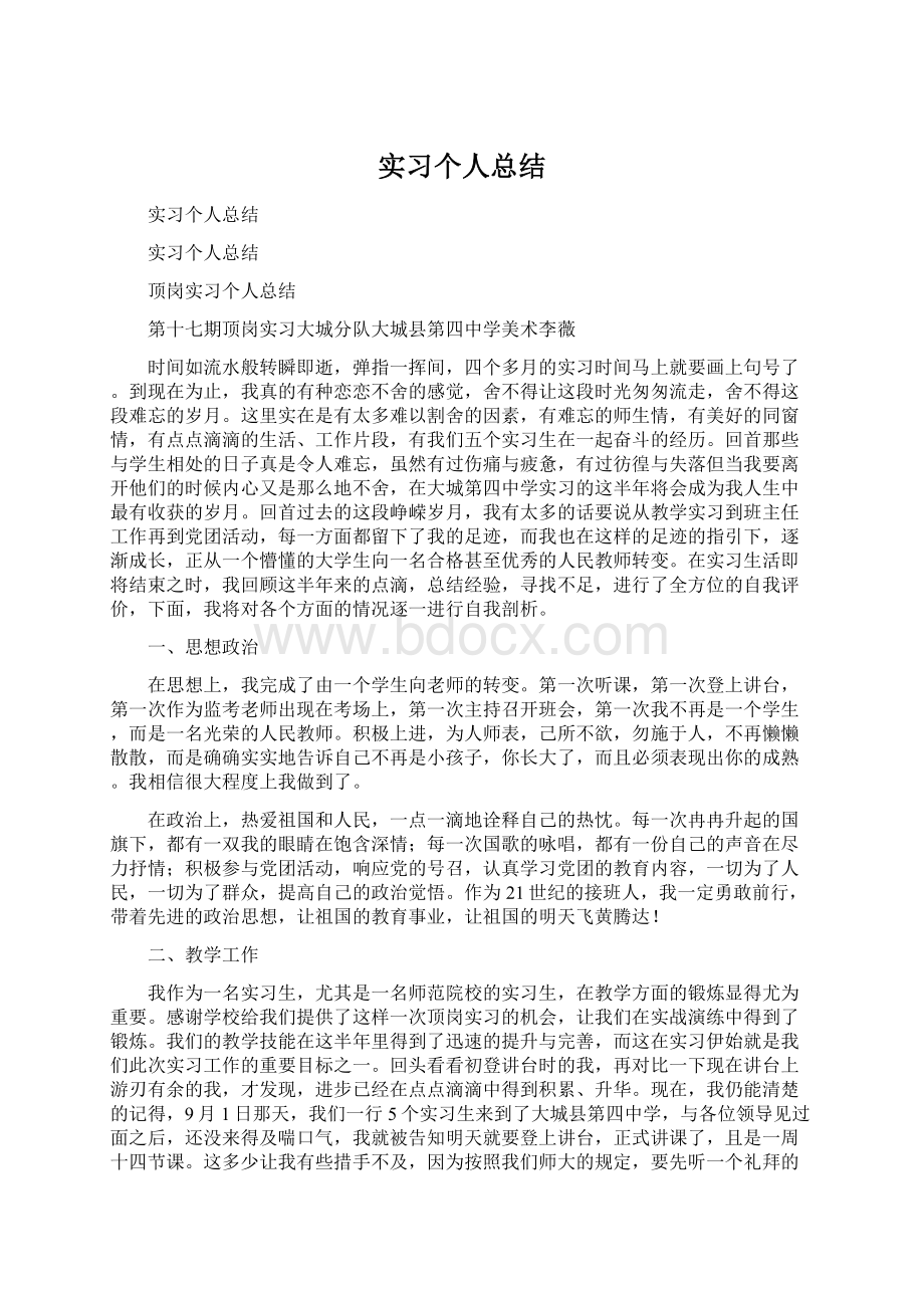 实习个人总结Word文档下载推荐.docx