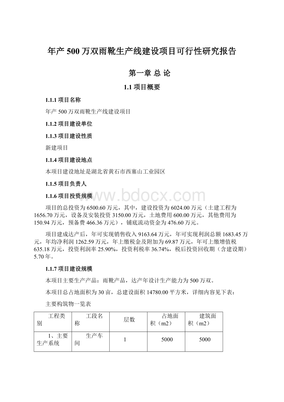 年产500万双雨靴生产线建设项目可行性研究报告.docx