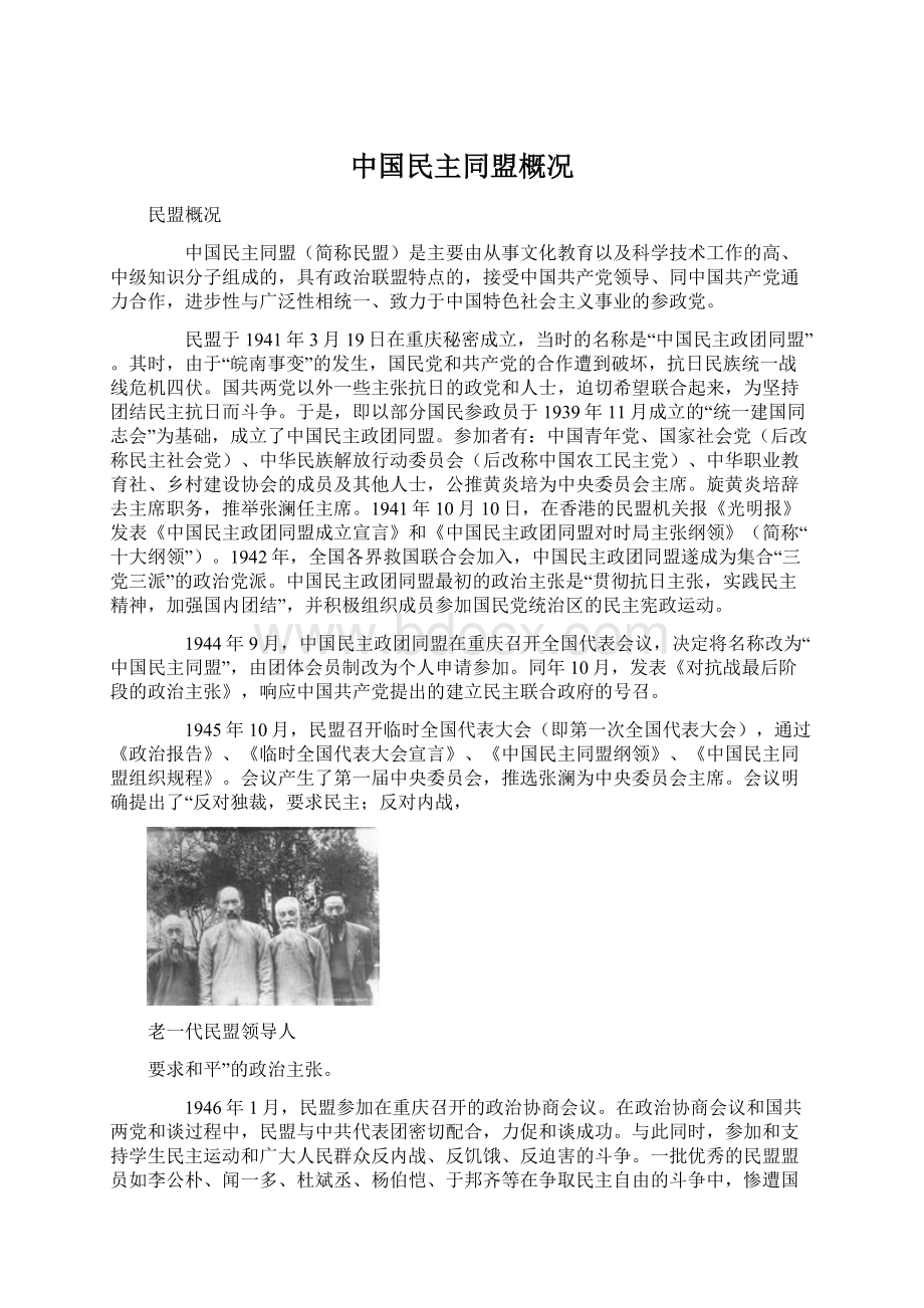 中国民主同盟概况.docx