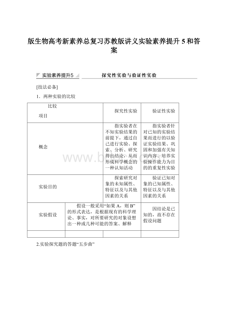 版生物高考新素养总复习苏教版讲义实验素养提升5和答案Word下载.docx