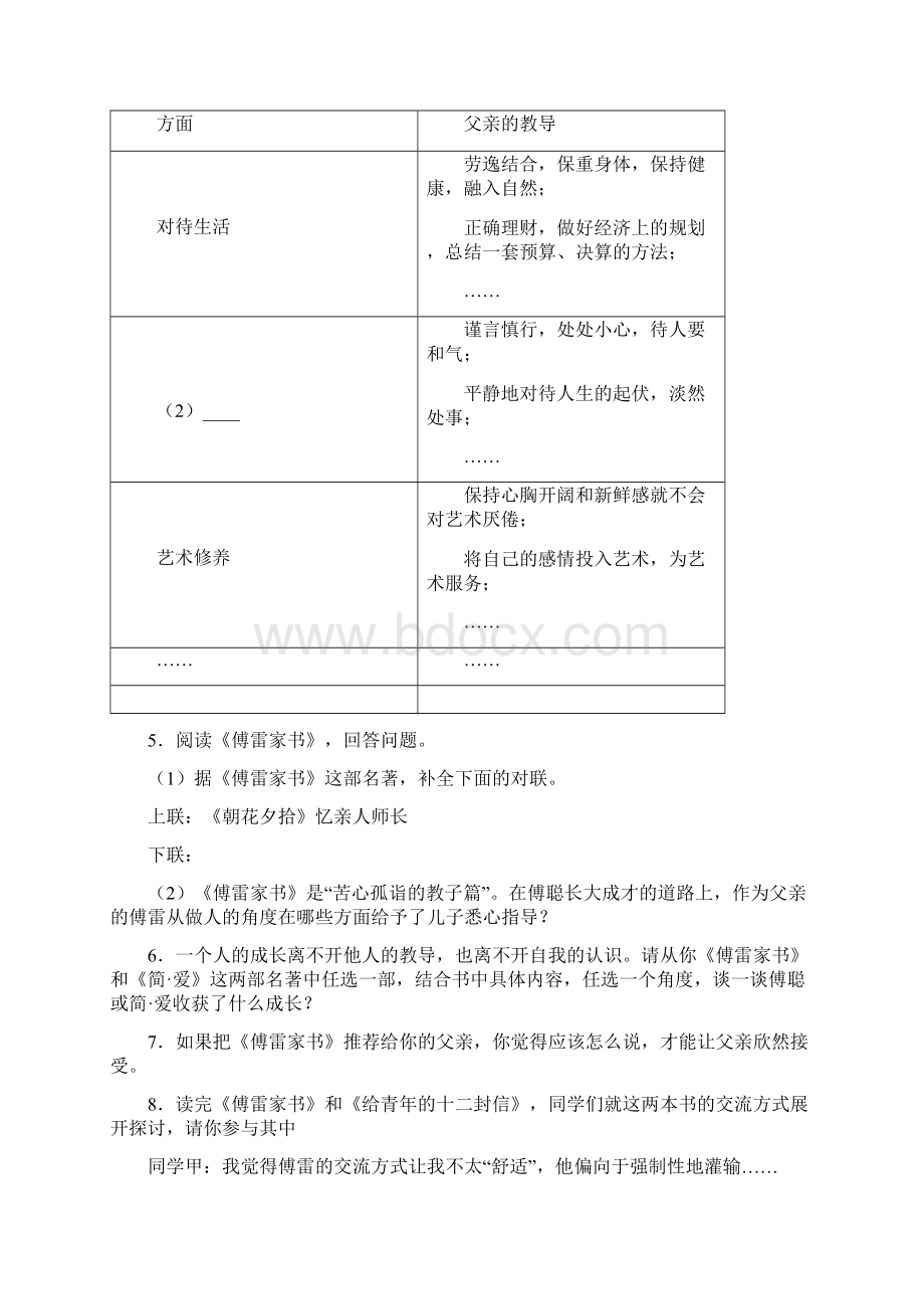 完整版傅雷家书必读名著试题及答案2.docx_第2页