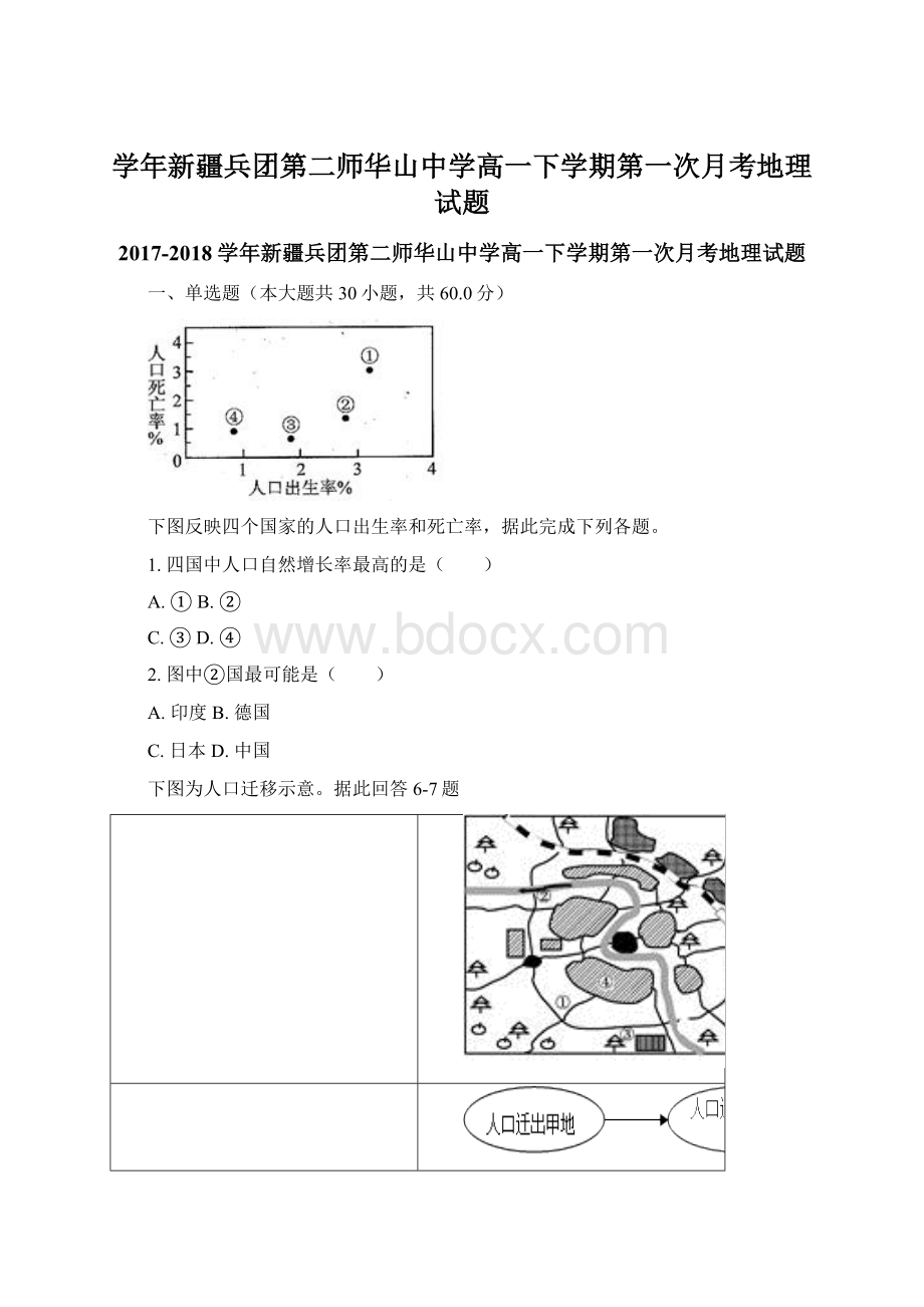 学年新疆兵团第二师华山中学高一下学期第一次月考地理试题Word下载.docx