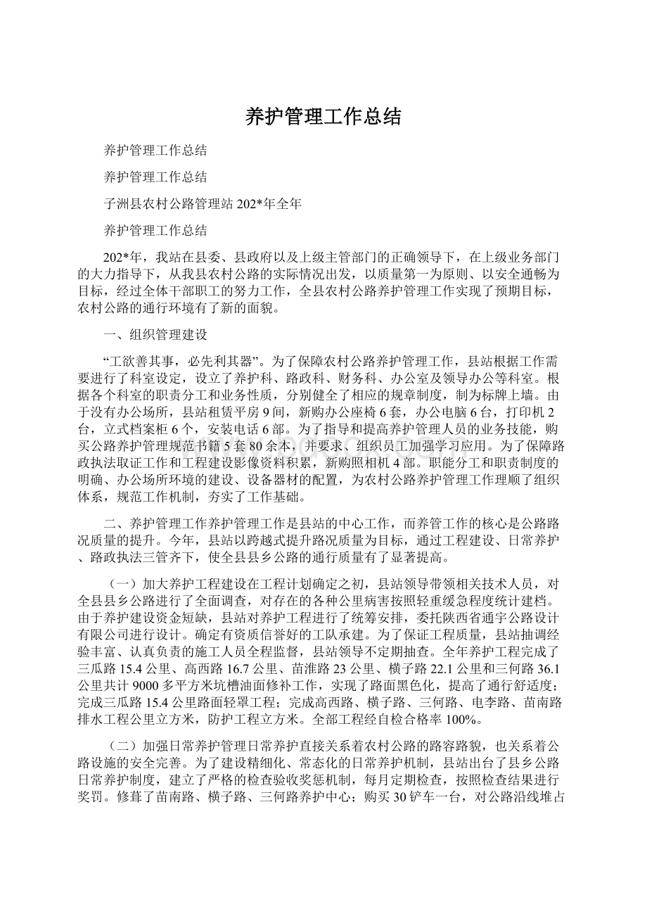 养护管理工作总结.docx