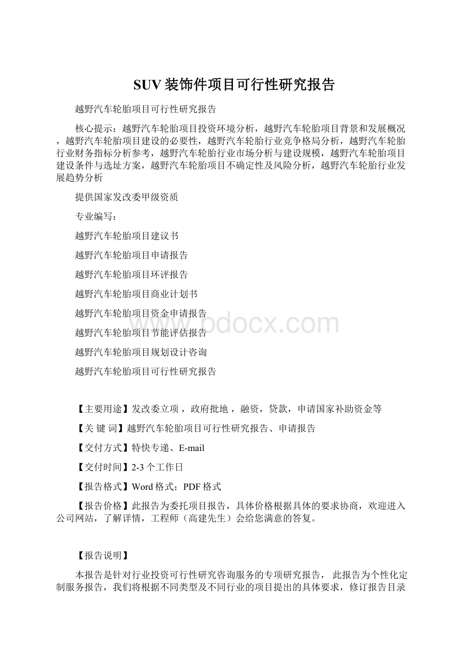 SUV装饰件项目可行性研究报告.docx