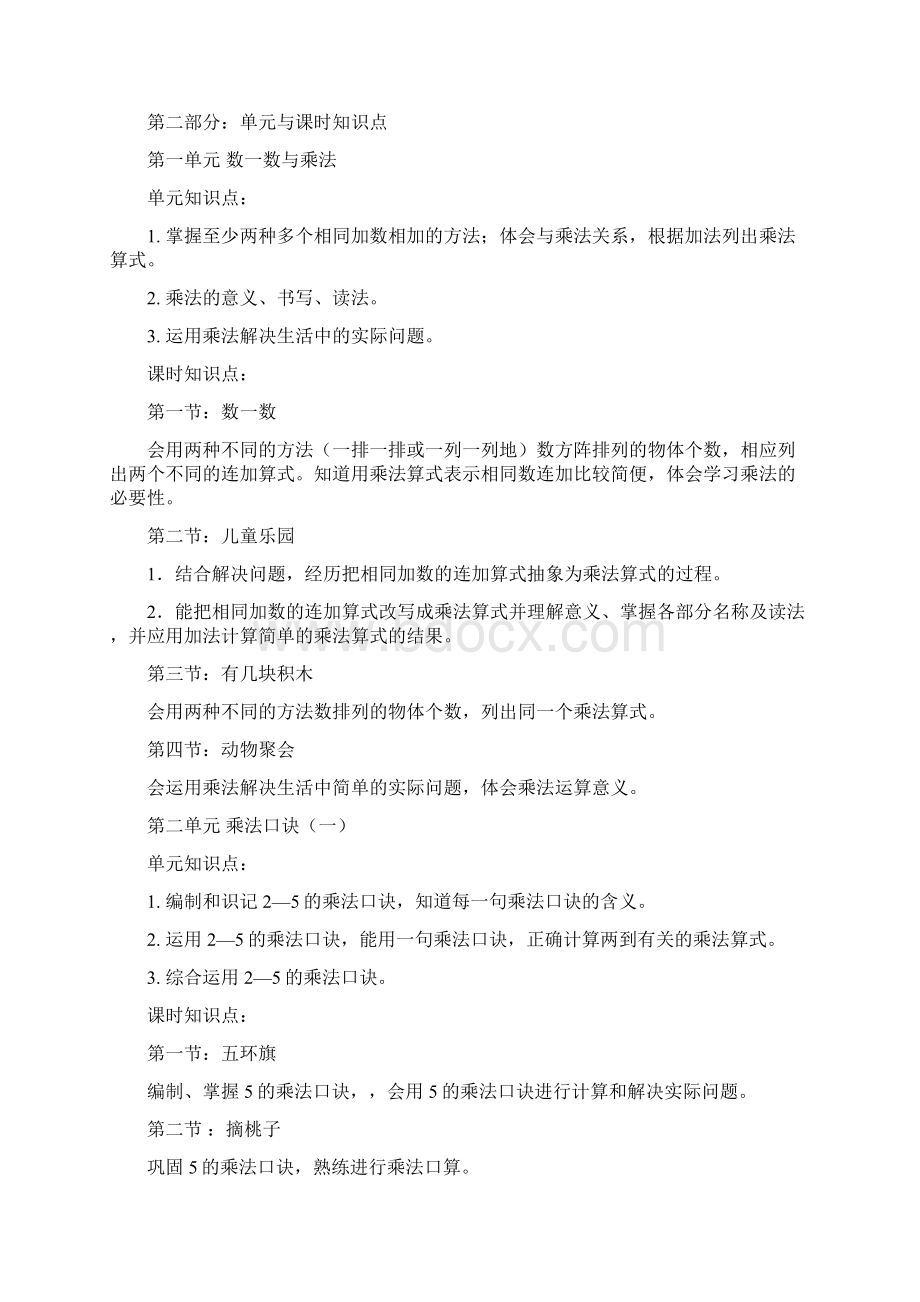 北师大版小学数学二年级上下两册知识点Word文档格式.docx_第2页