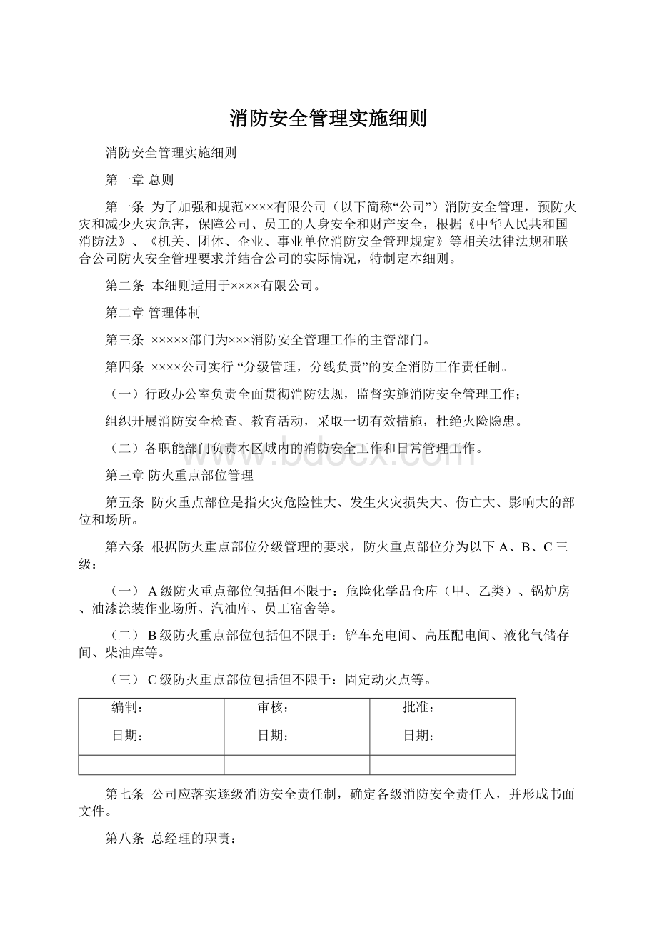 消防安全管理实施细则Word文件下载.docx