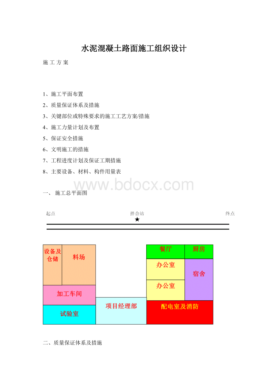 水泥混凝土路面施工组织设计Word文件下载.docx