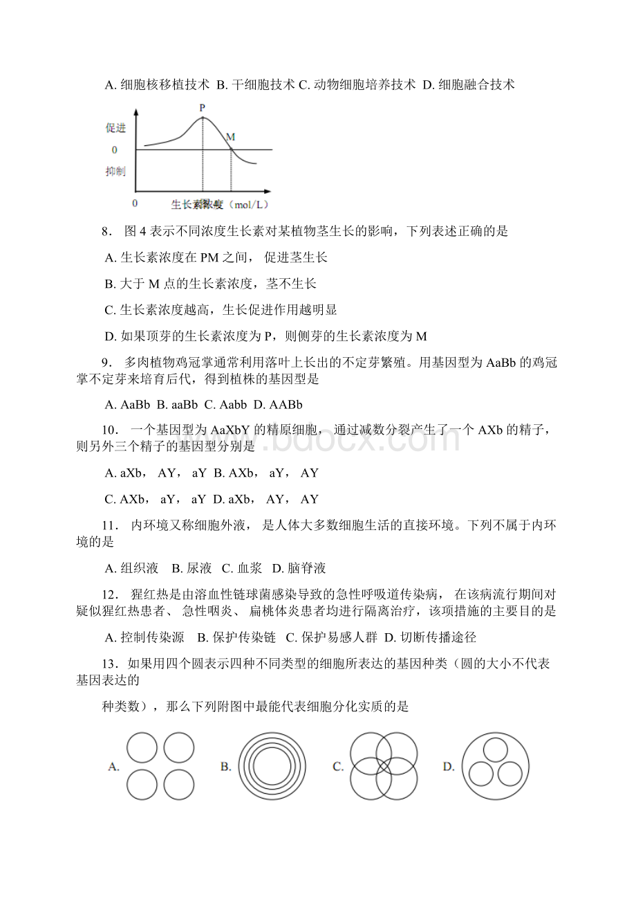 上海市杨浦区高二高三一模生物试题及答案word版.docx_第3页