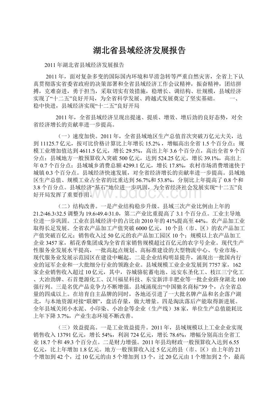 湖北省县域经济发展报告.docx