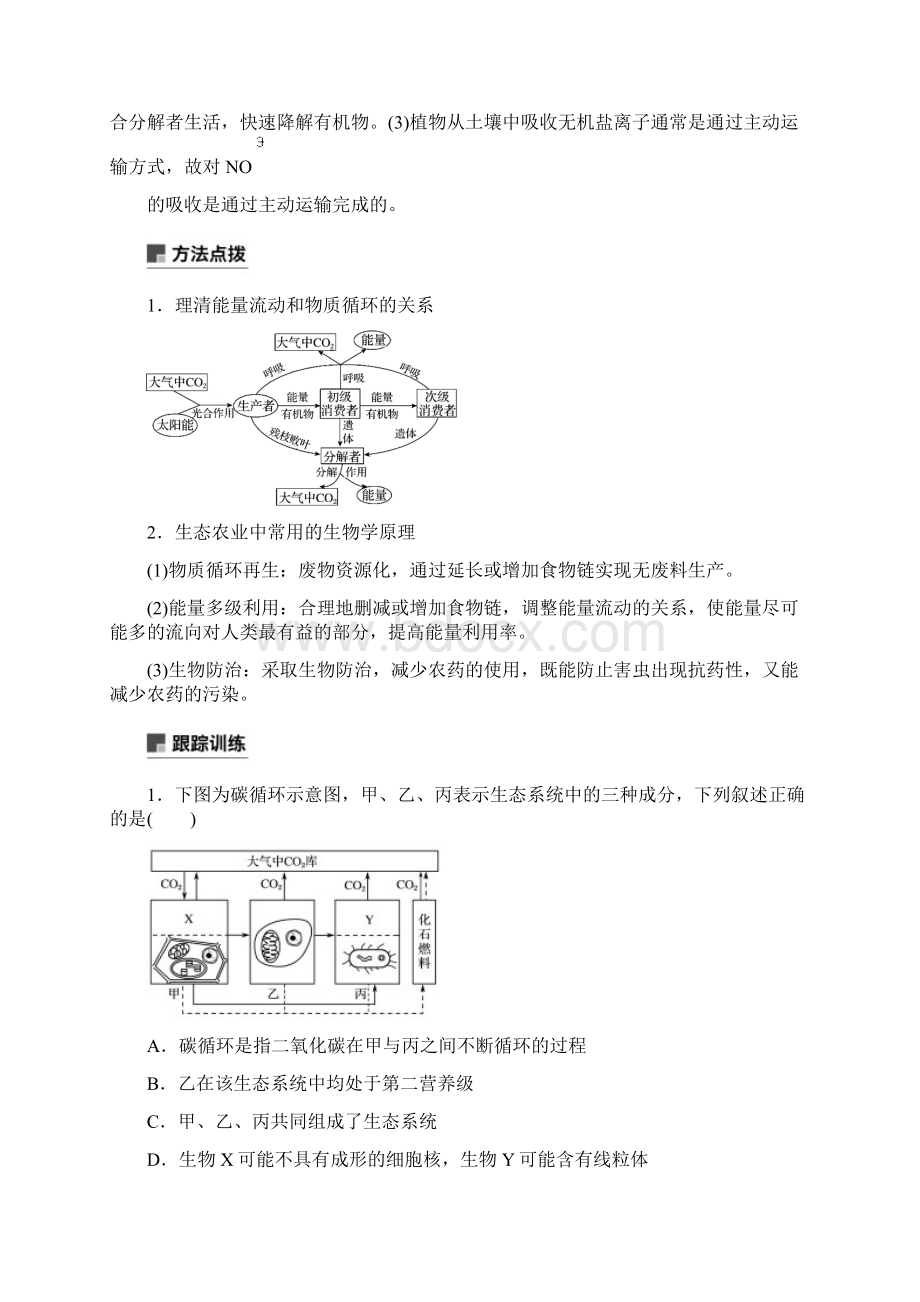 高考生物二轮复习 专题六 生态与环境 小专题6 利用物质和能量观点分析生态学问题学案.docx_第3页