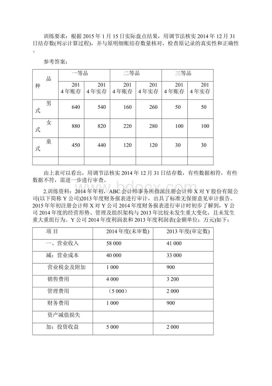 田钊平审计基础与实务第三版技能训练参考答案1Word文件下载.docx_第2页