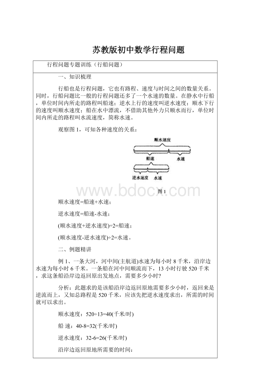 苏教版初中数学行程问题.docx