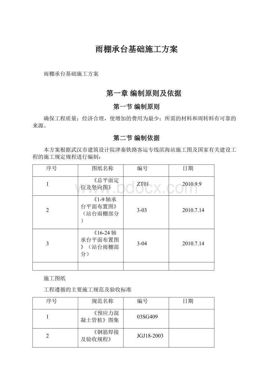 雨棚承台基础施工方案文档格式.docx