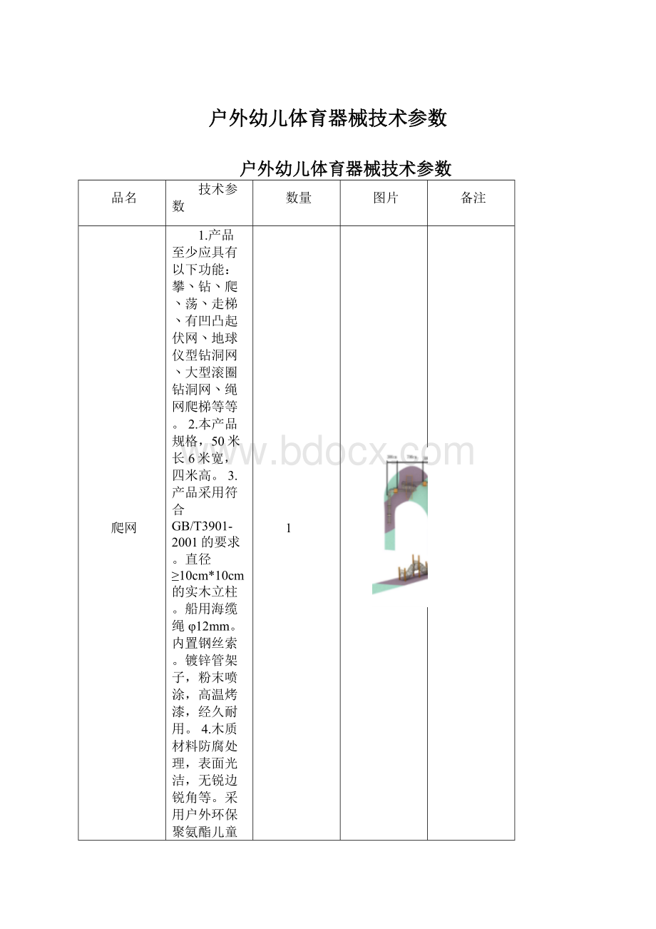 户外幼儿体育器械技术参数.docx