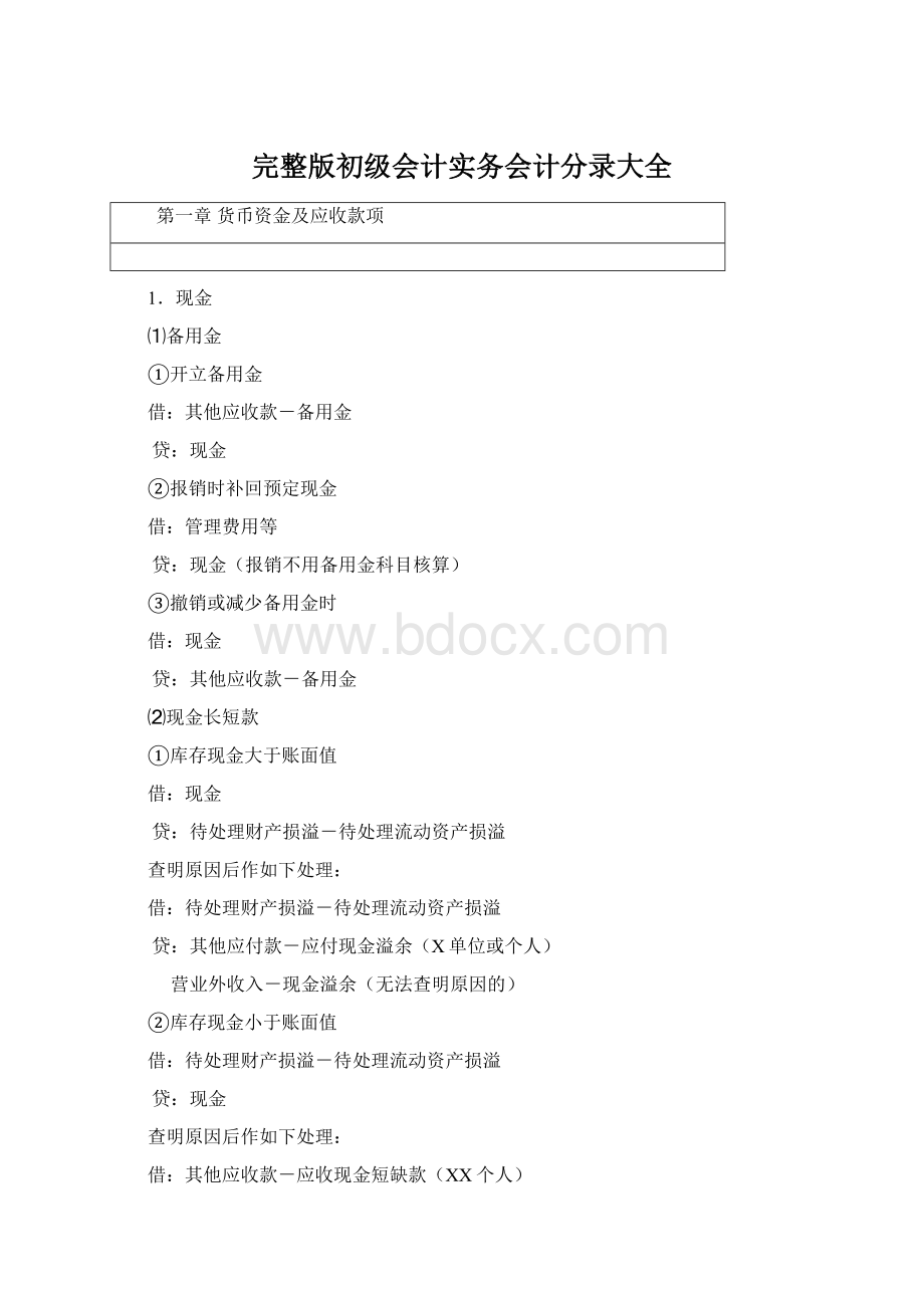 完整版初级会计实务会计分录大全.docx_第1页