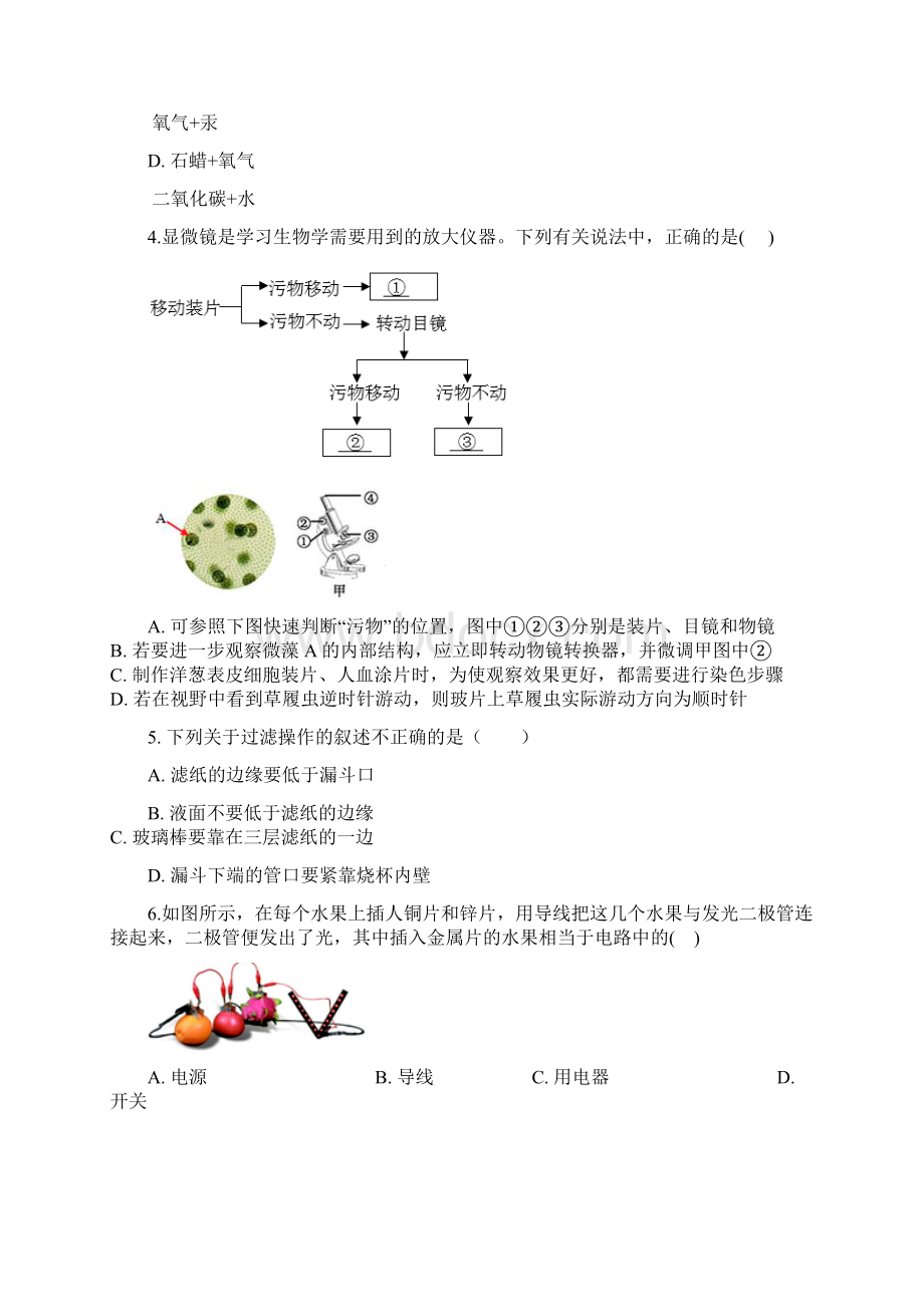 浙江省温州市初中学业水平考试科学冲刺模拟卷十含答案与解析Word下载.docx_第2页