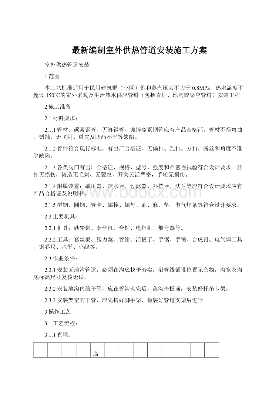 最新编制室外供热管道安装施工方案.docx