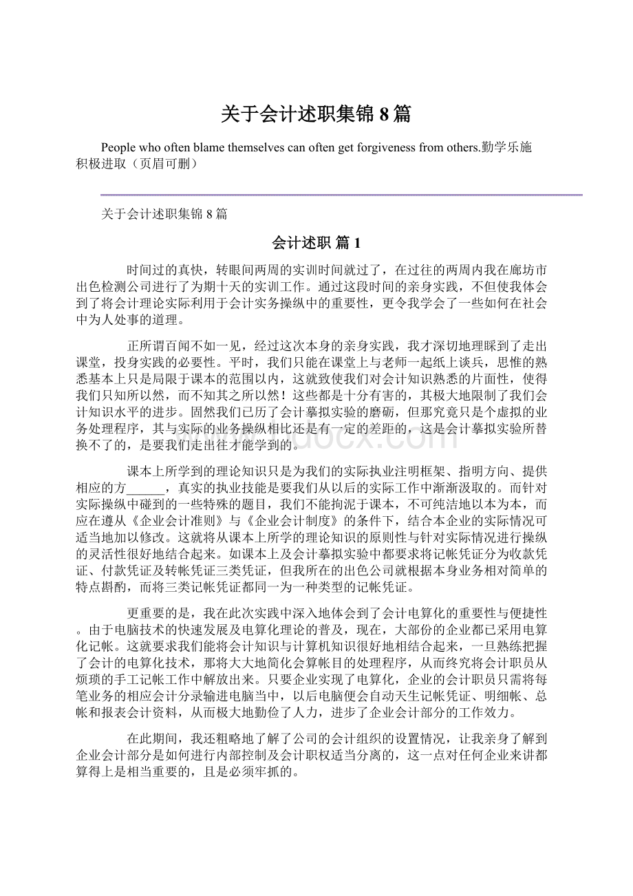 关于会计述职集锦8篇Word下载.docx