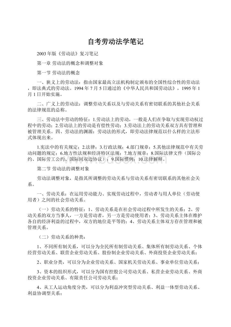 自考劳动法学笔记.docx_第1页