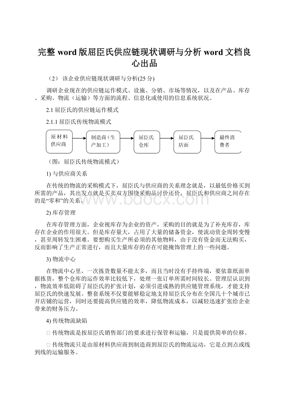 完整word版屈臣氏供应链现状调研与分析word文档良心出品.docx_第1页