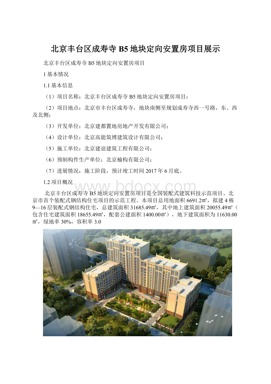 北京丰台区成寿寺B5地块定向安置房项目展示.docx