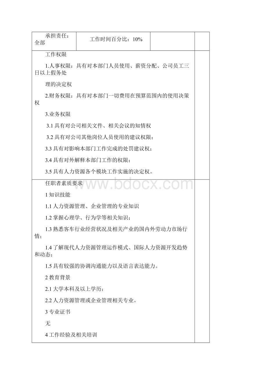 郑州宇通客车人力资源部职位说明书.docx_第3页