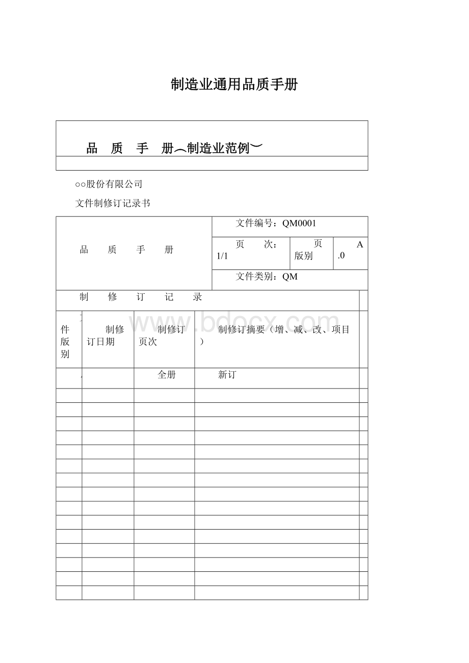 制造业通用品质手册Word文件下载.docx