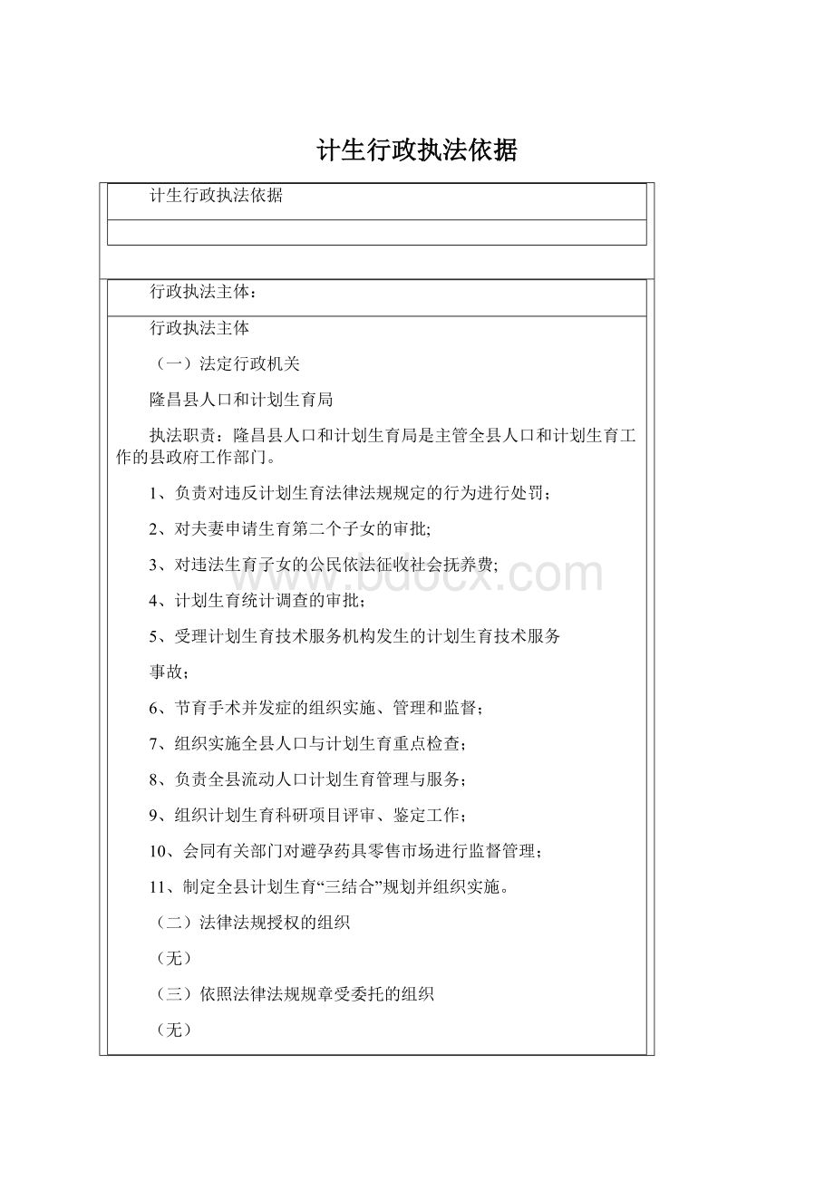 计生行政执法依据Word文档格式.docx