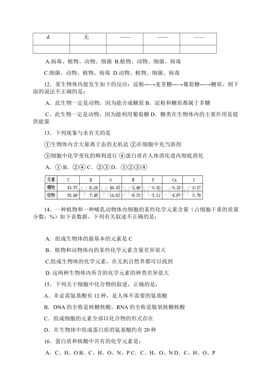 中考试 生物实验班试题 含答案.docx_第3页