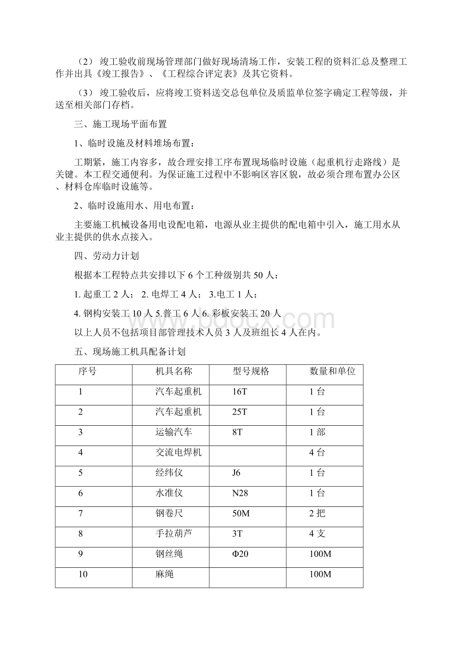 仓库轻钢结构安装工程施工组织设计好.docx_第3页